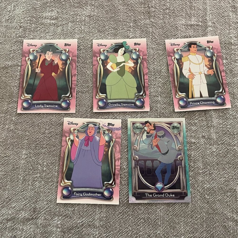Topps Disney Set of 5 Cinderella Trading Card Characters!